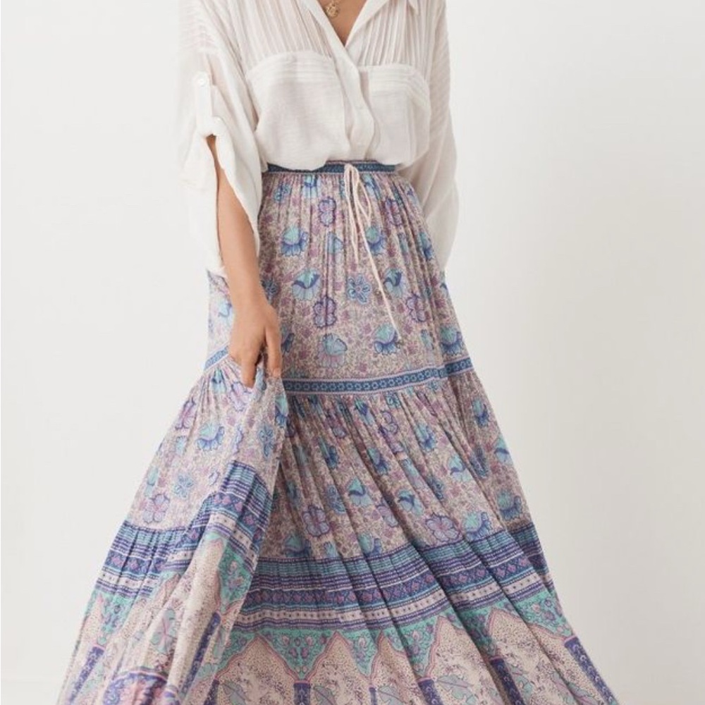 Spell Poinciana Blue and Purple Maxi Skirt Small